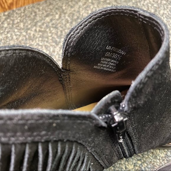 LUCKY BRAND Suede Leather Western Fringe Black Booties (6) - Picture 2 of 5